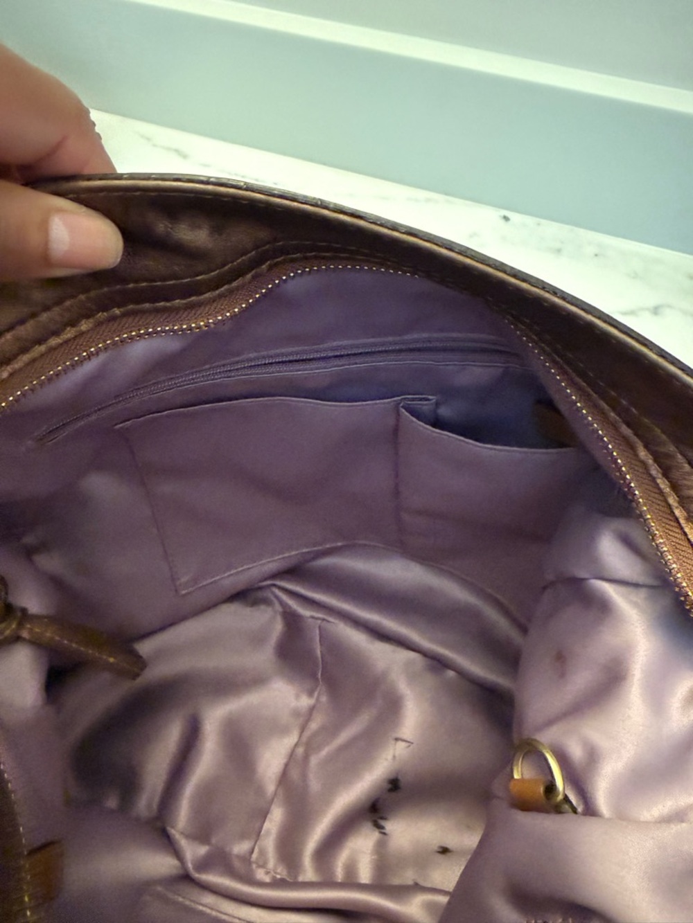 Coach metallic, brown, and tan Zoe bag - Picture 6 of 7